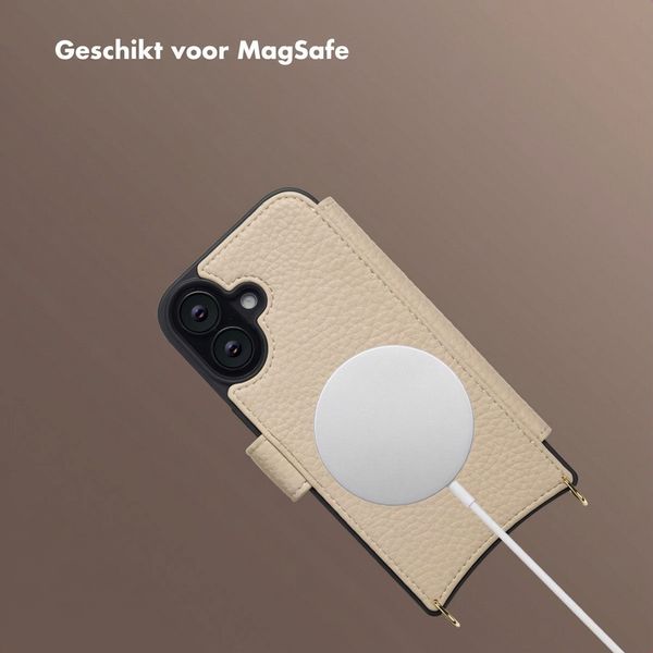 Selencia Riva Bookcase met MagSafe en Koord Apple iPhone 16 - Beige