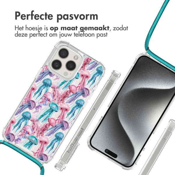 imoshion Design hoesje met koord iPhone 15 Pro - Jellyfish Watercolor