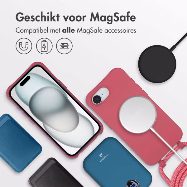 imoshion Color Backcover met afneembaar koord MagSafe Apple iPhone 16e - Red Raspberry