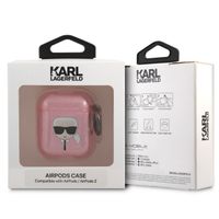 Karl Lagerfeld Karl's Head Silicone Glitter Case Apple AirPods 1 / 2 - Roze