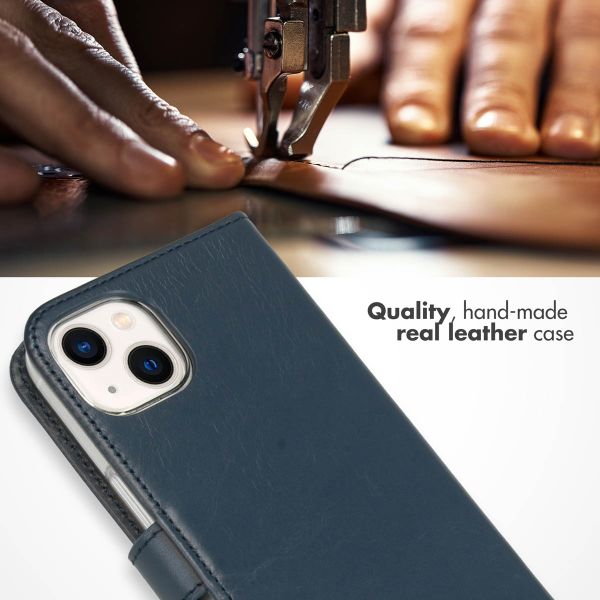 Selencia Genuine Leather Book Case Apple iPhone 13 - Blue