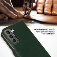 Selencia Echt Lederen Bookcase Samsung Galaxy S22 - Groen