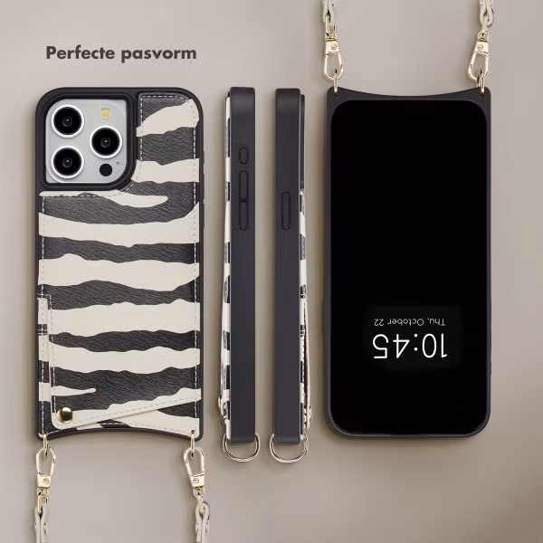 Selencia Nova Telefoonhoes met Koord en Pashouder Apple iPhone 15 Pro Max - Zazzy Zebra