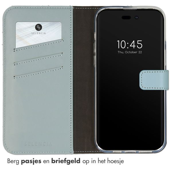 Selencia Echt Leren Bookcase Apple iPhone 14 Pro Max - Air Blue