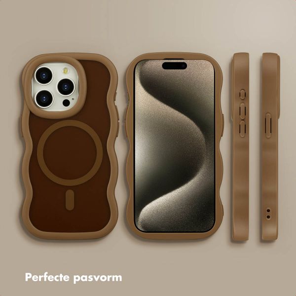 Selencia Wavy Backcover met MagSafe Apple iPhone 15 Pro - Mocha Brown