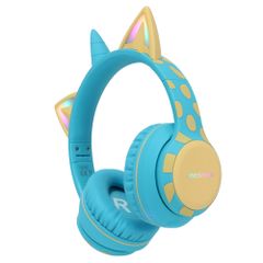 imoshion Draadloze Kinderkoptelefoon Unicorn LED Light - Decibelbegrenzer - Met AUX kabel - Soft Blue / Yellow