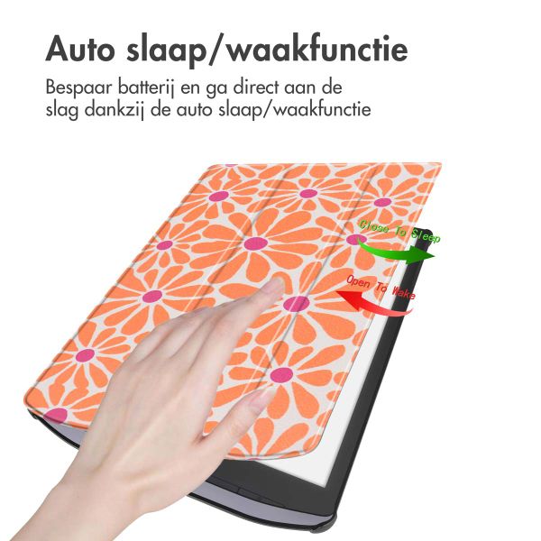 imoshion Design Trifold Hard Case Sleepcover Pocketbook InkPad X Pro - Orange Flowers Connect