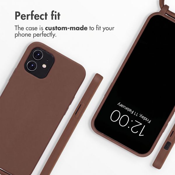 imoshion Silicone Case with Strap Apple iPhone 12 (Pro) - Brown