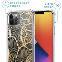 imoshion Design hoesje met koord iPhone 12 (Pro) - Bladeren - Goud