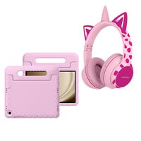 imoshion Kidspakket | Kidsproof backcover voor de Samsung Galaxy Tab A11 Plus / A9 Plus + Draadloze Kinderkoptelefoon Unicorn - Roze