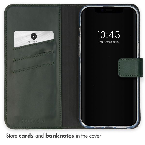 Selencia Genuine Leather Book Case Apple iPhone 15 Plus - Green