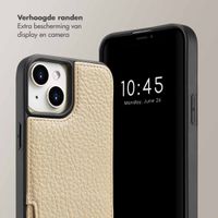 Selencia Nova Backcover met koord en pashouder iPhone 15 - Beige