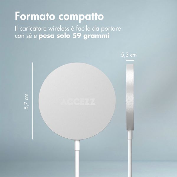 Accezz Wireless Charger USB-C - MagSafe en Qi2 Draadloze Oplader - 1 meter - Wit