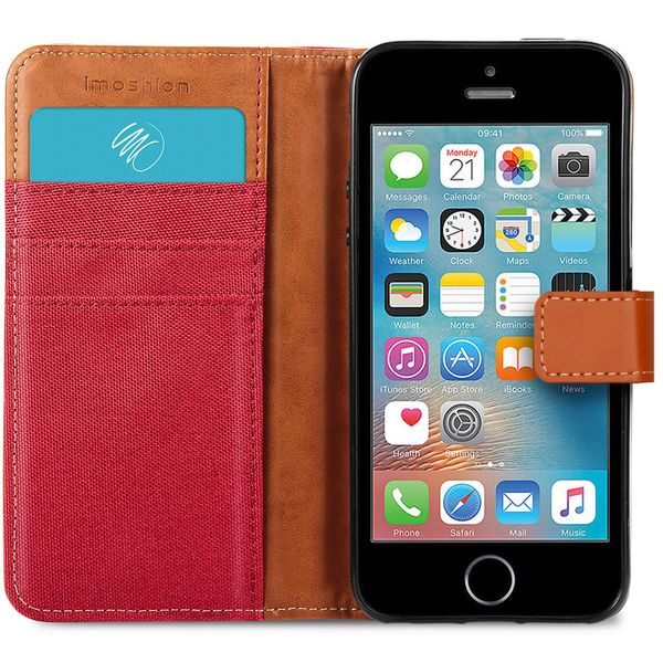 imoshion Luxe Canvas Bookcase iPhone SE / 5 / 5s - Rood