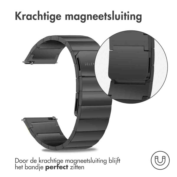 Selencia Stalen magnetisch bandje  - Universeel 20 mm aansluiting - Zwart