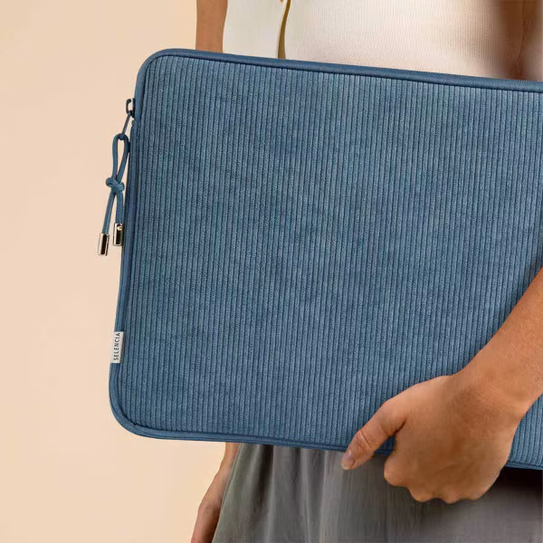 Selencia Corduroy Laptop hoes 13-14 inch - Laptopsleeve - Slate Blue