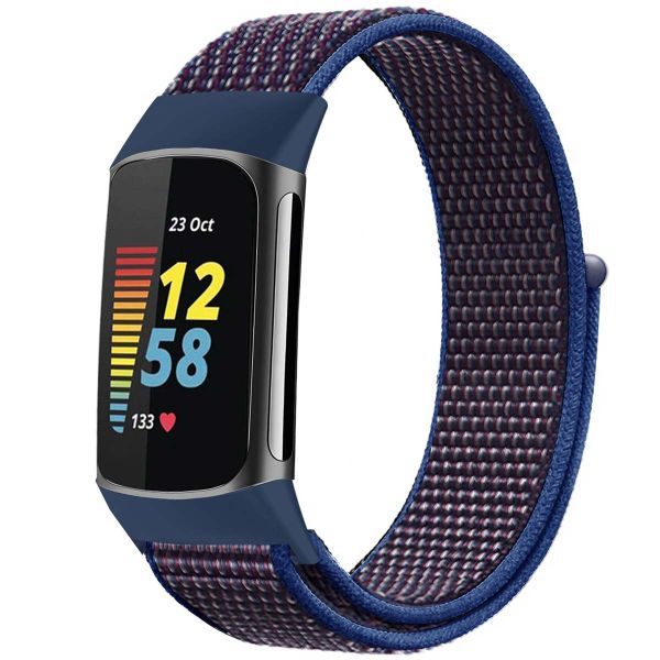 imoshion Nylon bandje Fitbit Charge 5 / Charge 6 - Maat L - Blauw