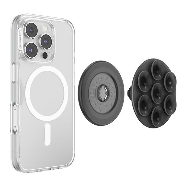 PopSockets Suck-Up Grip & Mount - MagSafe Zuignap - Translucent Black