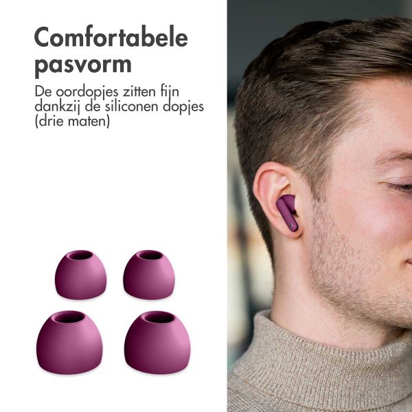 imoshion Aura Pro In-Earbuds - Draadloze oordopjes - Bluetooth draadloze oortjes - Met ANC noise cancelling functie - Bordeaux