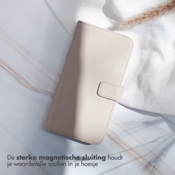 Selencia Echt Leren Bookcase Apple iPhone 15 - Greige