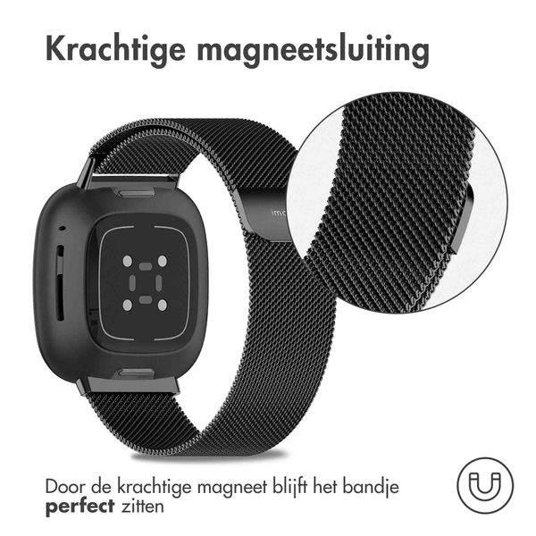 imoshion Milanees magnetisch bandje Fitbit Versa 3 - Maat S - Zwart