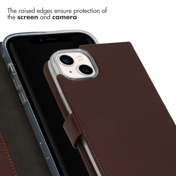 Selencia Genuine Leather Book Case Apple iPhone 14 Plus - Brown