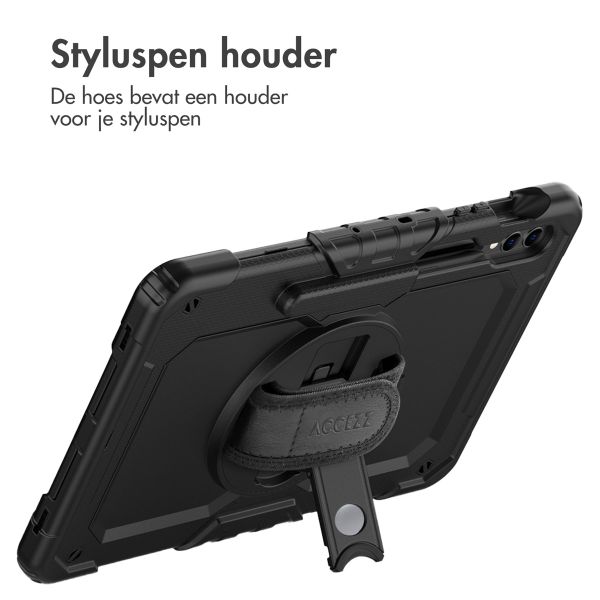 Accezz Rugged Backcover Shoulder Strap voor de Samsung Galaxy Tab S10 Plus / S9 FE Plus / Tab S9 Plus 12.4 inch - Zwart