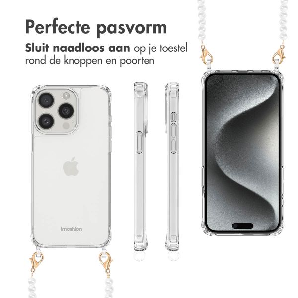 imoshion Backcover met koord + armband iPhone 15 Pro - Parels