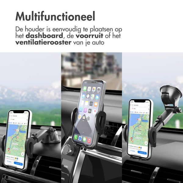 imoshion Telefoonhouder auto - Verstelbaar - Universeel - Carbon - Dashboard / Raam / Ventilatierooster - Zwart