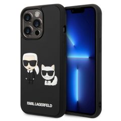 Karl Lagerfeld Karl & Choupette 3D Rubber Hardcase Backcover iPhone 14 Pro - Zwart