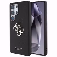 Guess 4G Metal Logo Saffiano Backcover Samsung Galaxy S25 Ultra - Zwart