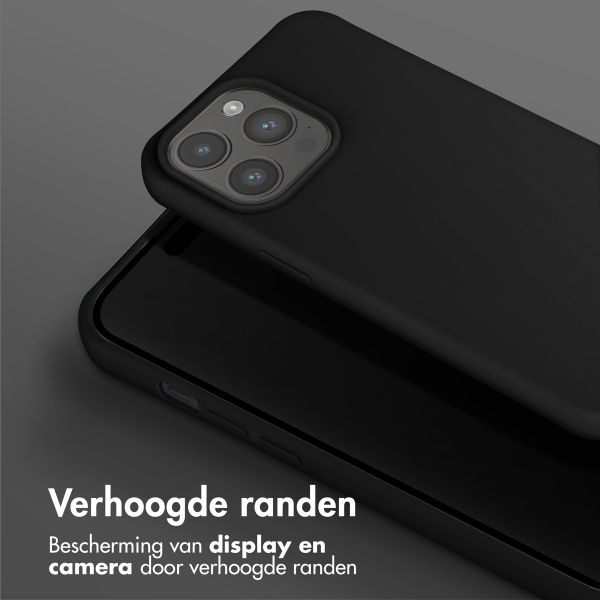 Selencia Siliconen hoesje met afneembaar koord Apple iPhone 15 Pro Max - Zwart