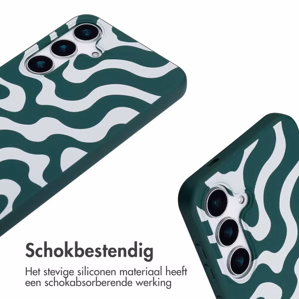 imoshion Siliconen design hoesje met koord Samsung Galaxy S25 Plus - Petrol Green Groovy