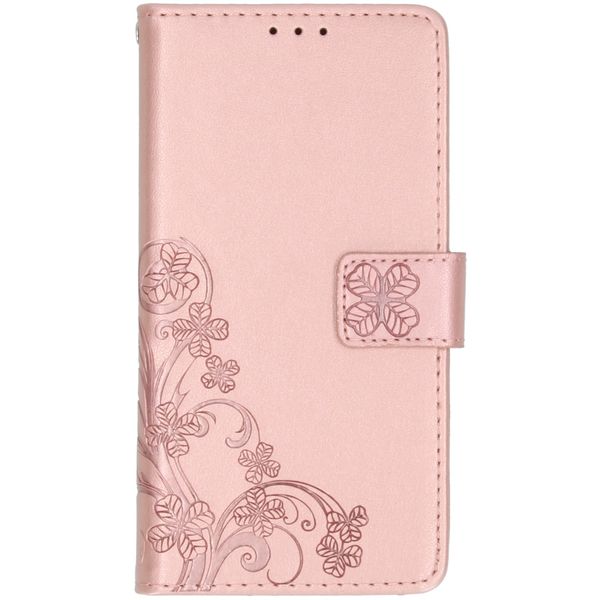 Klavertje Bloemen Bookcase Alcatel 1S (2019) - Rosé Goud