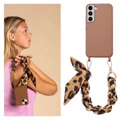 Selencia Backcover met luxe polskoord Samsung Galaxy S22 - Bruin