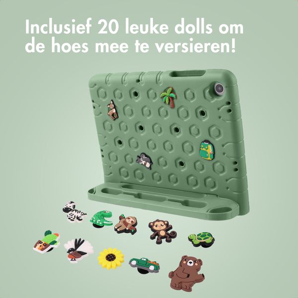 imoshion Kidsproof tablethoes met afneembare dolls Samsung Galaxy Tab A11 Plus / A9 Plus - Olive Green