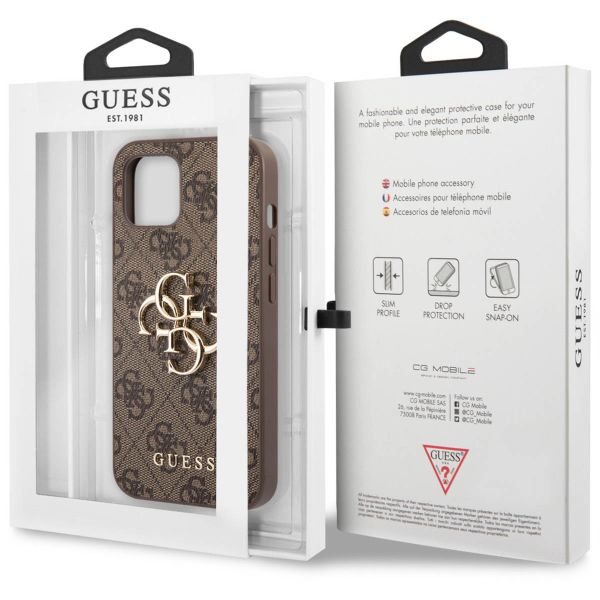 Guess 4G Metal Logo Backcover Apple iPhone 13 Mini - Bruin