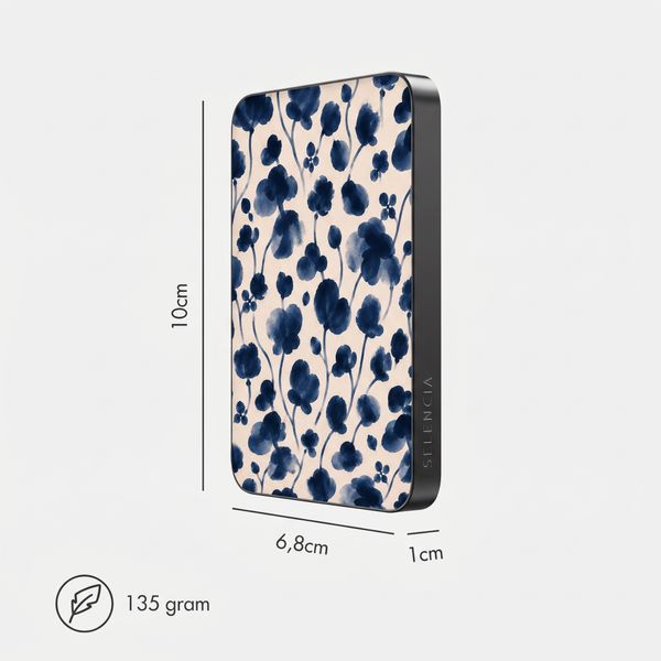 Selencia Vivid Powerbank 5.000 mAh - Draadloze Powerbank - MagSafe en Qi - Black / Midnight Blossom