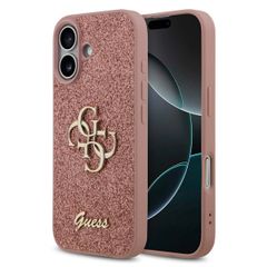 Guess 4G Metal Logo Glitter Backcover Apple iPhone 17 - Roze