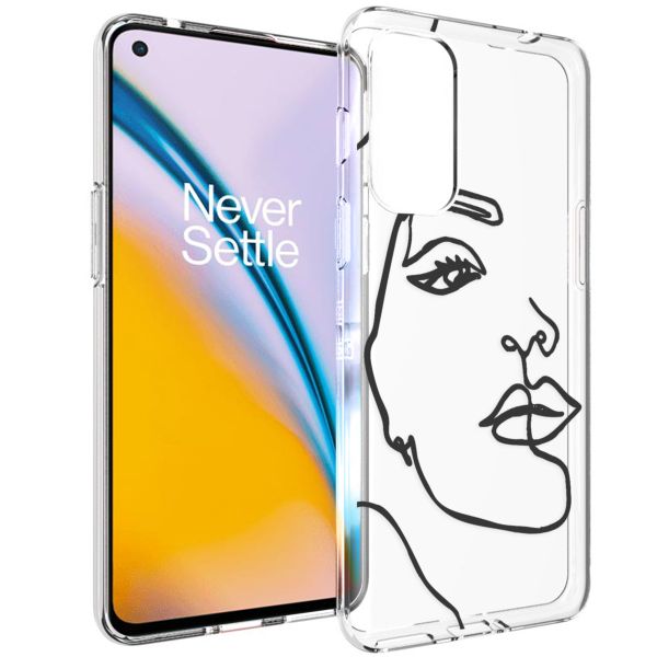 imoshion Design hoesje OnePlus Nord 2 - Abstract Gezicht - Zwart