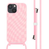 imoshion Siliconen design hoesje met koord iPhone 13 Mini - Retro Pink