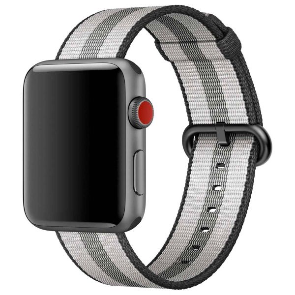 Apple Woven Nylon band Apple Watch Series 1 t/m 10 / SE / Ultra (2) (44/45/46/49 mm) - Black Stripe