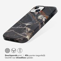 Selencia Aurora Fashion Backcover iPhone 15 - Duurzaam hoesje - 100% gerecycled - Zwart Marmer