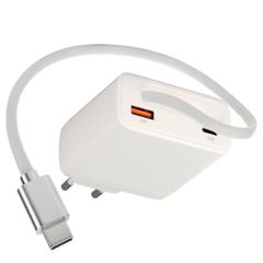 imoshion GaN Oplader met uittrekbare USB-C kabel 65W - USB-A + USB-C - Wit