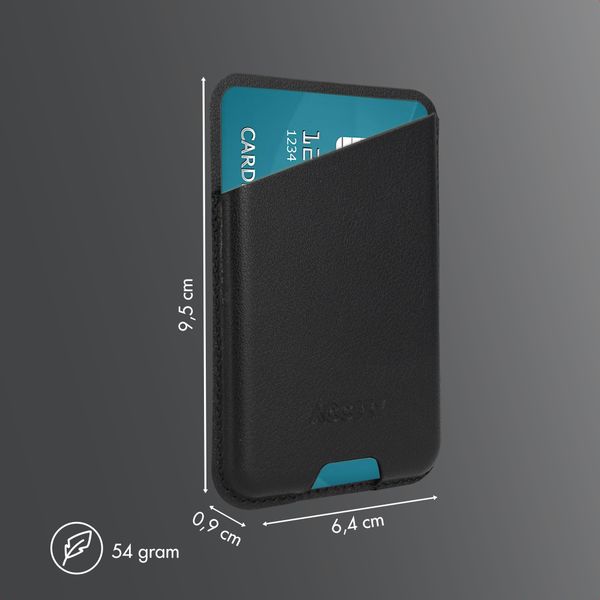 Accezz Magnetic Leather Card Holder - Compatible with Apple Find My - Onyx Black
