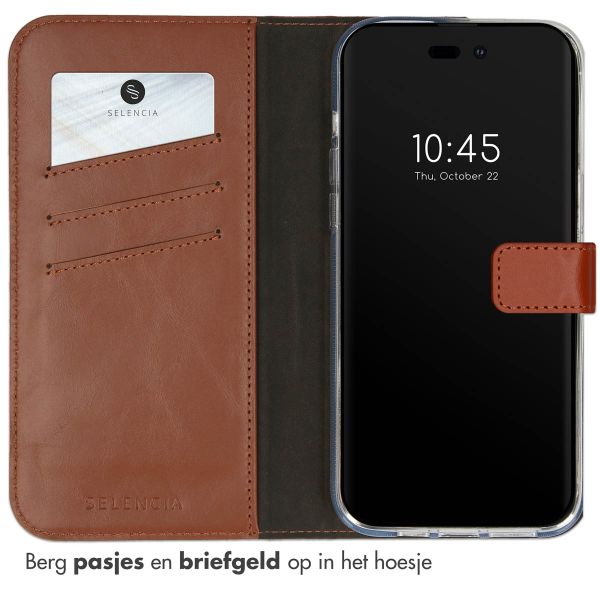 Selencia Echt Leren Bookcase Apple iPhone 14 Pro - Lichtbruin