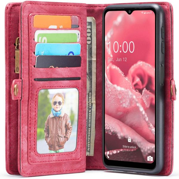 CaseMe Luxe Lederen 2 in 1 Portemonnee Bookcase Samsung Galaxy A13 (5G) / A04s - Rood