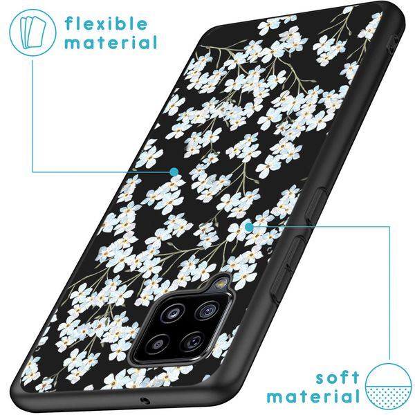 imoshion Design hoesje Samsung Galaxy A42 - Bloem - Wit / Zwart