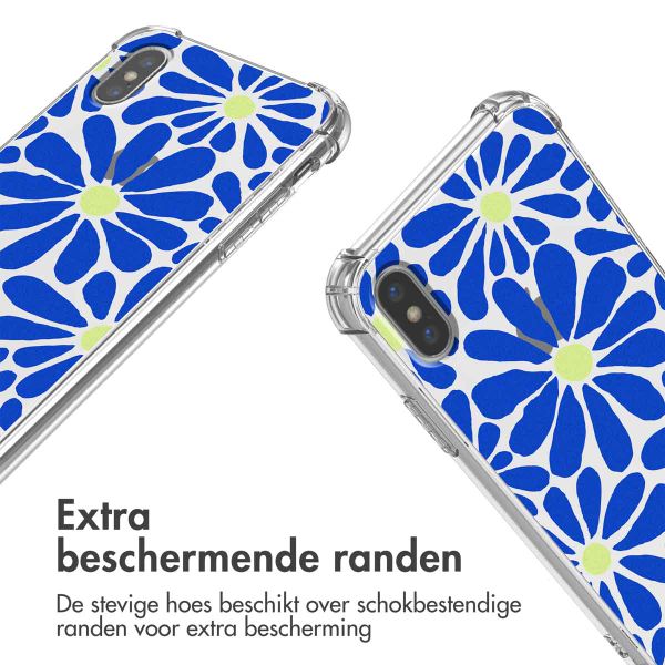 imoshion Design hoesje met koord iPhone Xs / X - Cobalt Blue Flowers Connect