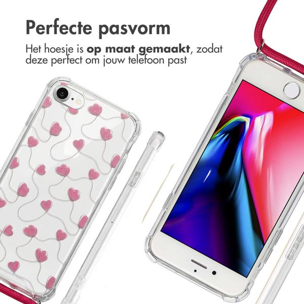 imoshion Design hoesje met koord Apple iPhone SE (2022 / 2020) / 8 / 7 - Dusty Rose Connected Hearts